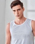 man, attractive, portrait, charming, male, good looking, young, face, sleeveless, white clothes, mirada, pose, guapo, atractivo, encantador, headshot, white, monocromático, homosexual, orgullo, profile pic, musculoso, hombre gay